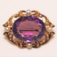 14K Amethyst & Pearl Brooch - VINTAGE